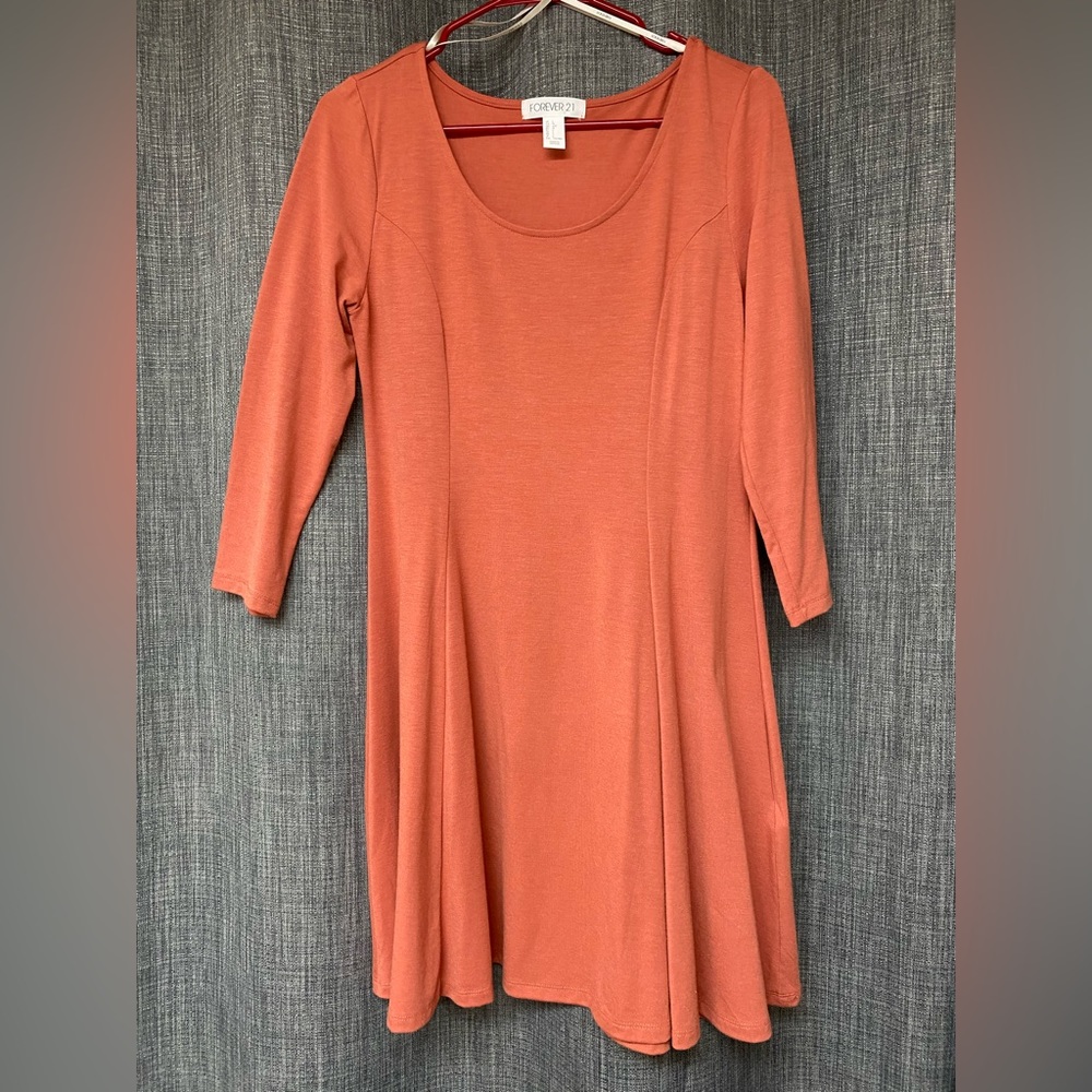 Forever 21 ‘Women's Rust Orange 3/4 Sleeve Pullover Shift Dress’ Large (L)